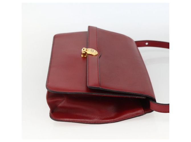 Bolsa de Ombro Christian Dior em Couro Vermelho Dourado Auth BAZ634 - vista 5