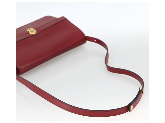 Bolsa de Ombro Christian Dior em Couro Vermelho Dourado Auth BAZ634 - vista 7