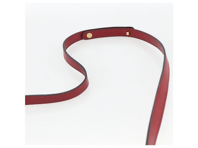 Bolsa de Ombro Christian Dior em Couro Vermelho Dourado Auth BAZ634 - vista 8