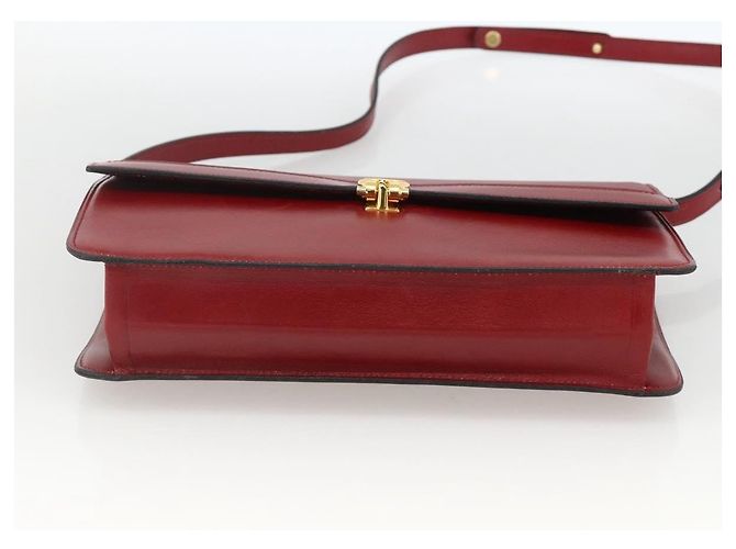 Bolsa de Ombro Christian Dior em Couro Vermelho Dourado Auth BAZ634 - vista 9