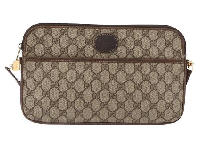 Gucci Borsa a Spalla GG Supreme PVC Beige Oro Auth ka3822 D'oro - vista 2