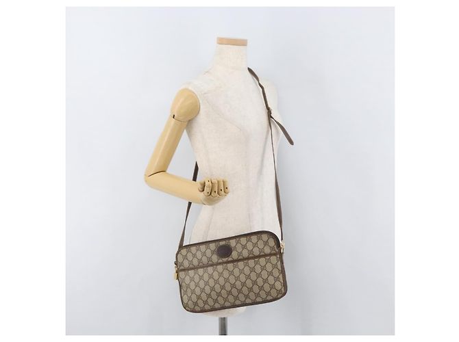 Gucci Borsa a Spalla GG Supreme PVC Beige Oro Auth ka3822 D'oro - vista 22
