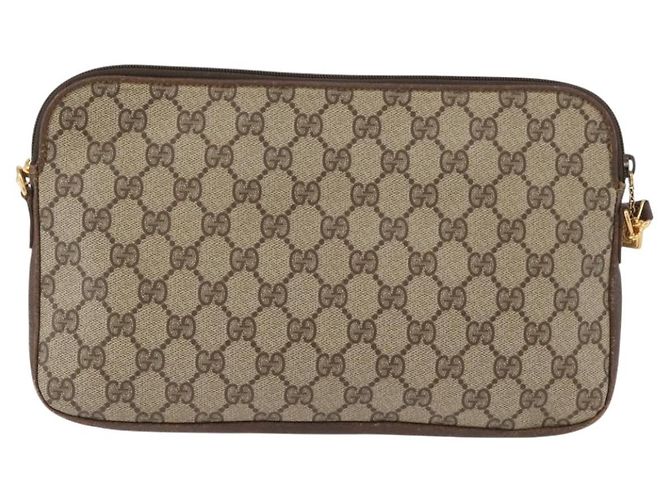 Gucci Borsa a Spalla GG Supreme PVC Beige Oro Auth ka3822 D'oro - vista 3