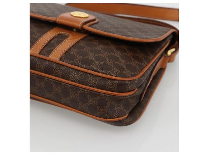 Céline Borsa a spalla circolare in tela Macadam CELINE in pelle PVC marrone oro Auth YKZ1117 - vista 10