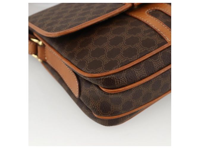 Céline Borsa a spalla circolare in tela Macadam CELINE in pelle PVC marrone oro Auth YKZ1117 - vista 11