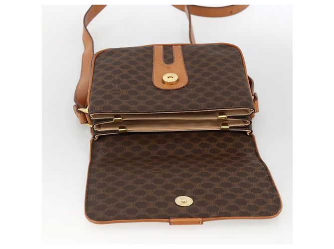 Céline Borsa a spalla circolare in tela Macadam CELINE in pelle PVC marrone oro Auth YKZ1117 - vista 14
