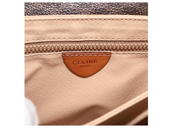 Céline Borsa a spalla circolare in tela Macadam CELINE in pelle PVC marrone oro Auth YKZ1117 - vista 15