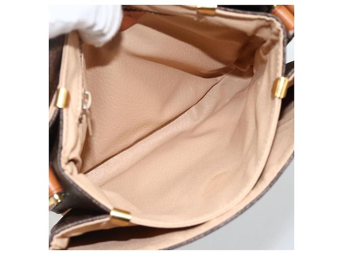Céline Borsa a spalla circolare in tela Macadam CELINE in pelle PVC marrone oro Auth YKZ1117 - vista 16