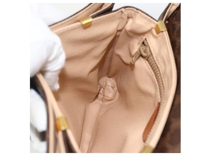 Céline Borsa a spalla circolare in tela Macadam CELINE in pelle PVC marrone oro Auth YKZ1117 - vista 18