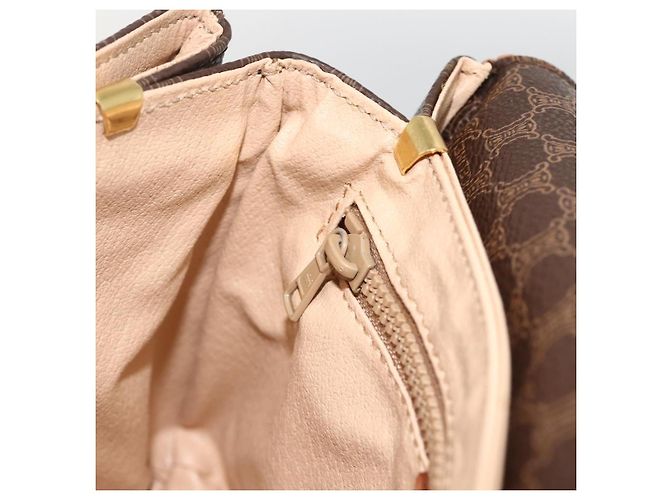 Céline Borsa a spalla circolare in tela Macadam CELINE in pelle PVC marrone oro Auth YKZ1117 - vista 19