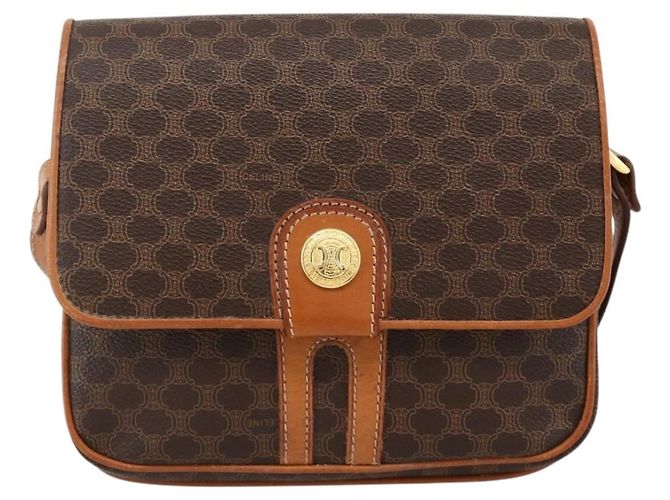 Céline Borsa a spalla circolare in tela Macadam CELINE in pelle PVC marrone oro Auth YKZ1117 - vista 2