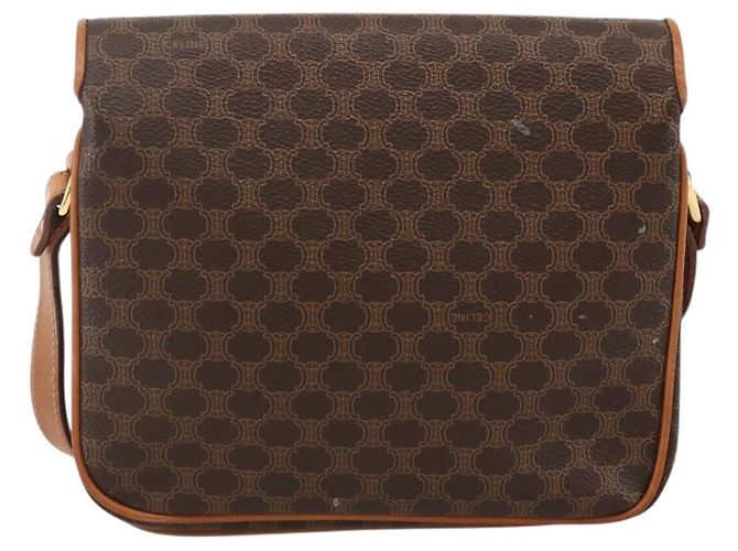 Céline Borsa a spalla circolare in tela Macadam CELINE in pelle PVC marrone oro Auth YKZ1117 - vista 3