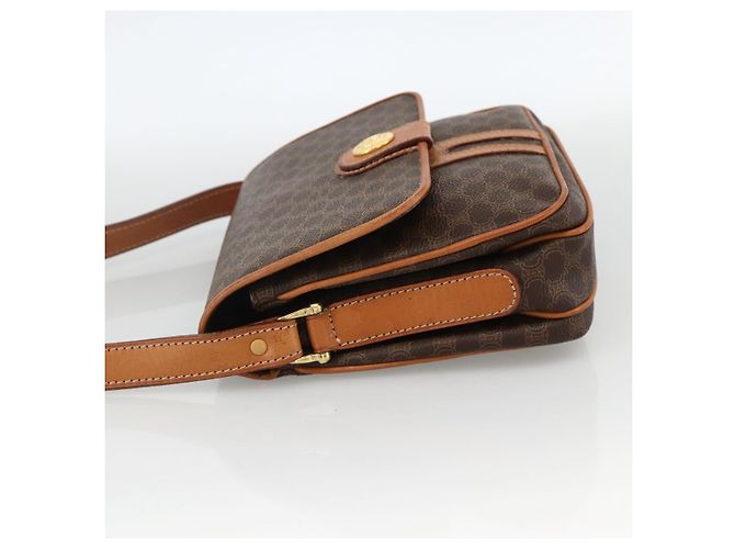 Céline Borsa a spalla circolare in tela Macadam CELINE in pelle PVC marrone oro Auth YKZ1117 - vista 4