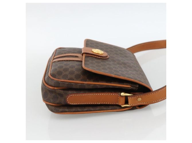 Céline Borsa a spalla circolare in tela Macadam CELINE in pelle PVC marrone oro Auth YKZ1117 - vista 5