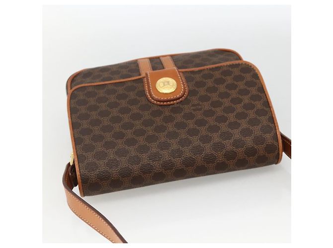 Céline Borsa a spalla circolare in tela Macadam CELINE in pelle PVC marrone oro Auth YKZ1117 - vista 6