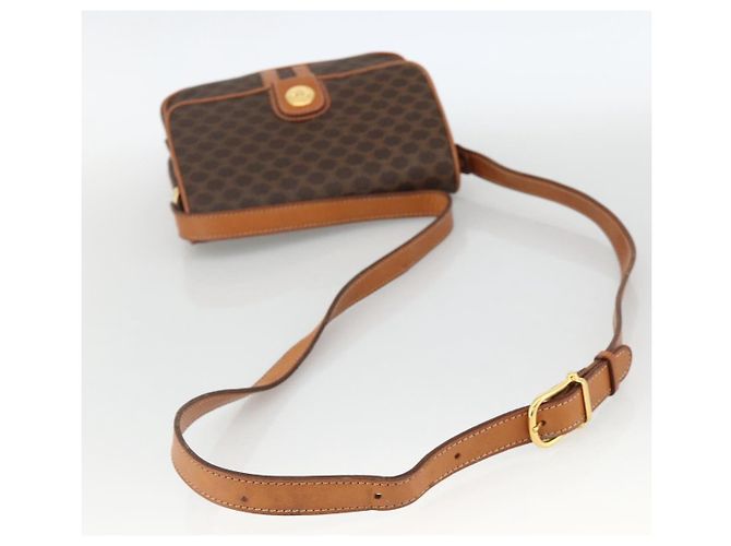 Céline Borsa a spalla circolare in tela Macadam CELINE in pelle PVC marrone oro Auth YKZ1117 - vista 7