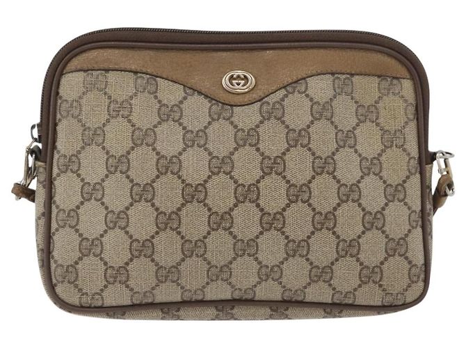 Gucci Borsa a Spalla GG Supreme PVC Beige Oro 97 02 068 Auth YKZ783 D'oro - vista 2