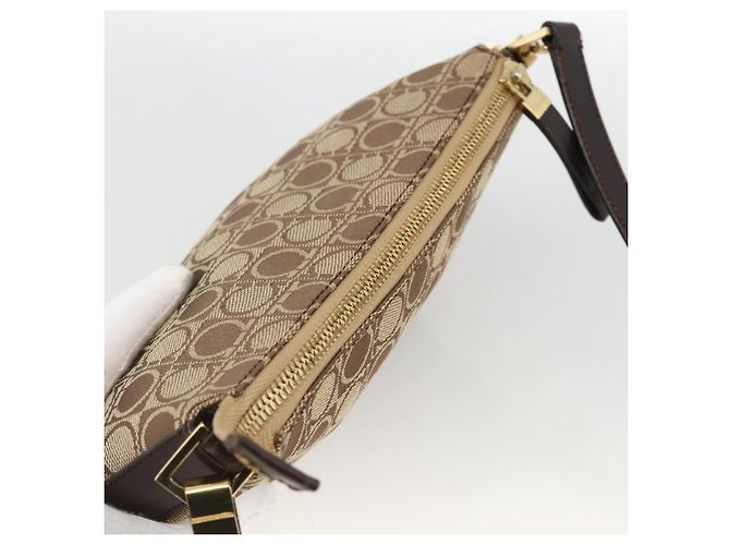 Bolso de Hombro Gancini de Nylon Marrón Dorado Salvatore Ferragamo Auth YKZ614 Castaño - vista 6