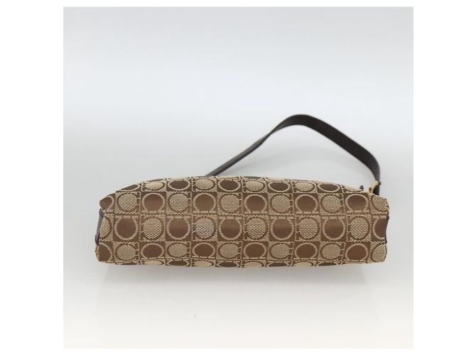 Bolso de Hombro Gancini de Nylon Marrón Dorado Salvatore Ferragamo Auth YKZ614 Castaño - vista 9