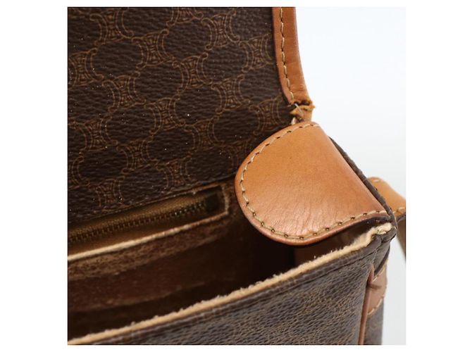 Céline Borsa a Spalla in Tela Macadam CELINE in Pelle PVC Marrone Oro Auth ka3828 D'oro - vista 17