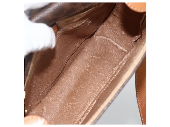 Céline Borsa a Spalla in Tela Macadam CELINE in Pelle PVC Marrone Oro Auth ka3828 D'oro - vista 19