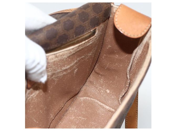 Céline Borsa a Spalla in Tela Macadam CELINE in Pelle PVC Marrone Oro Auth ka3828 D'oro - vista 20