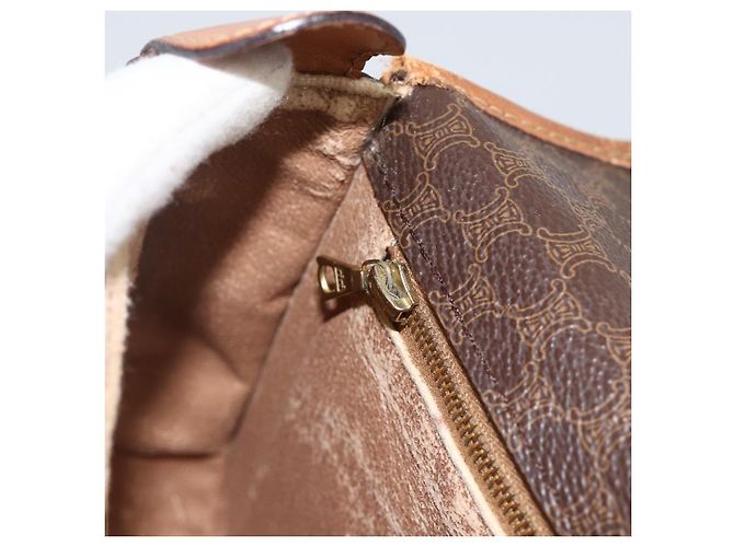 Céline Borsa a Spalla in Tela Macadam CELINE in Pelle PVC Marrone Oro Auth ka3828 D'oro - vista 22