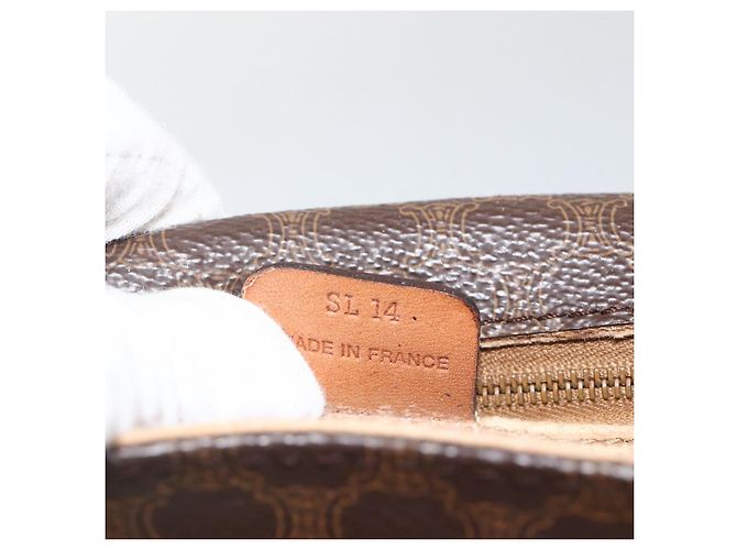Céline Borsa a Spalla in Tela Macadam CELINE in Pelle PVC Marrone Oro Auth ka3828 D'oro - vista 25