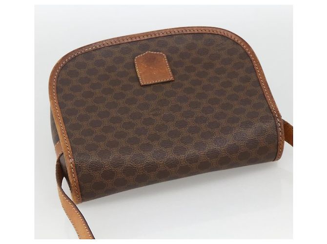 Céline Borsa a Spalla in Tela Macadam CELINE in Pelle PVC Marrone Oro Auth ka3828 D'oro - vista 6