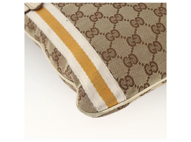 Borsa a Spalla Gucci GG Canvas Sherry Line Beige Oro 144888 Auth AMZ009 D'oro - vista 14