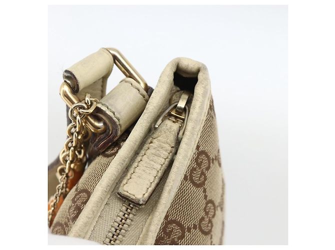 Borsa a Spalla Gucci GG Canvas Sherry Line Beige Oro 144888 Auth AMZ009 D'oro - vista 16