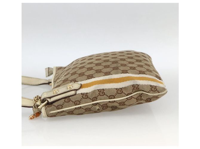 Borsa a Spalla Gucci GG Canvas Sherry Line Beige Oro 144888 Auth AMZ009 D'oro - vista 4
