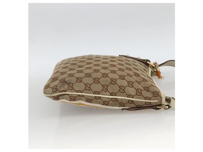 Borsa a Spalla Gucci GG Canvas Sherry Line Beige Oro 144888 Auth AMZ009 D'oro - vista 5