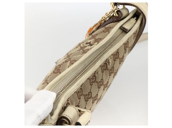 Borsa a Spalla Gucci GG Canvas Sherry Line Beige Oro 144888 Auth AMZ009 D'oro - vista 6