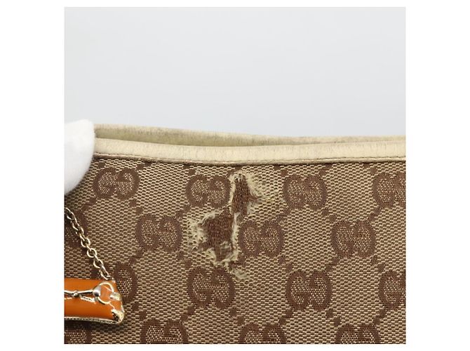 Borsa a Spalla Gucci GG Canvas Sherry Line Beige Oro 144888 Auth AMZ009 D'oro - vista 7