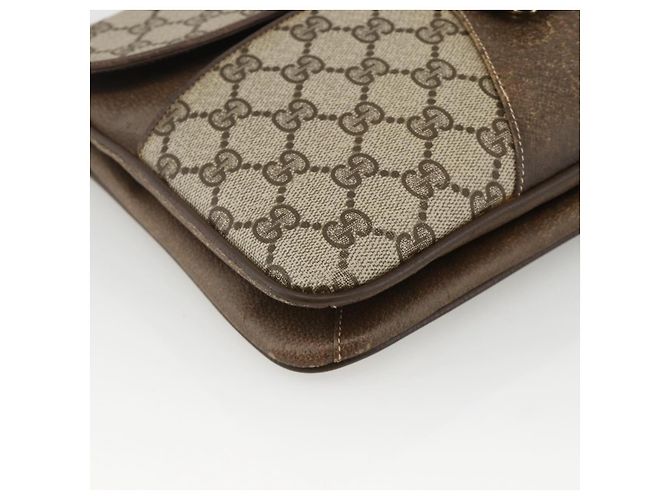 Gucci Borsa a Spalla GG Supreme PVC Beige Oro Auth YKZ952 D'oro - vista 12