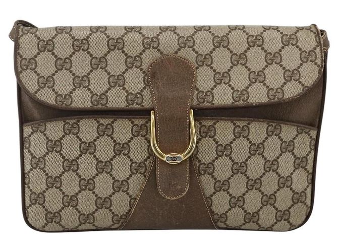 Gucci Borsa a Spalla GG Supreme PVC Beige Oro Auth YKZ952 D'oro - vista 2