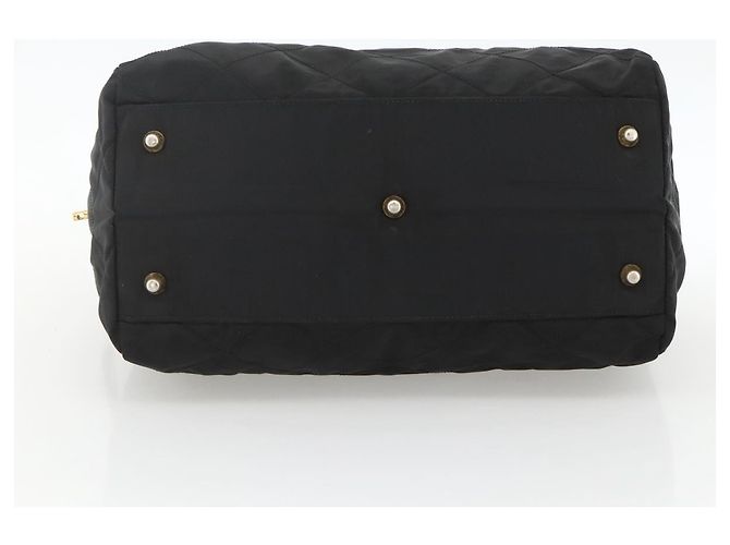 Borsa Boston PRADA in nylon nero e oro Auth YKZ869 D'oro - vista 9