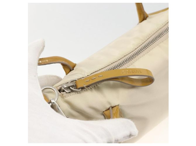 Bolsa de mão PRADA em nylon 2 em 1 bege prata autêntica INZ003 - vista 18