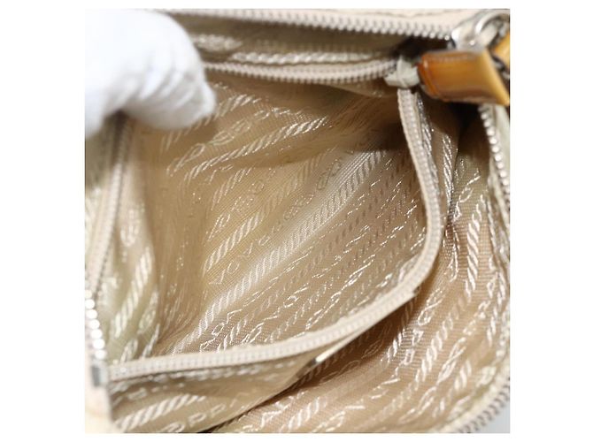 Bolsa de mão PRADA em nylon 2 em 1 bege prata autêntica INZ003 - vista 24