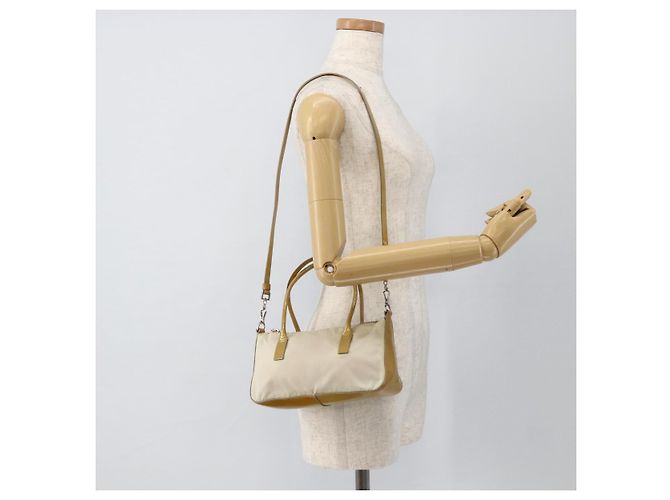 Bolsa de mão PRADA em nylon 2 em 1 bege prata autêntica INZ003 - vista 26