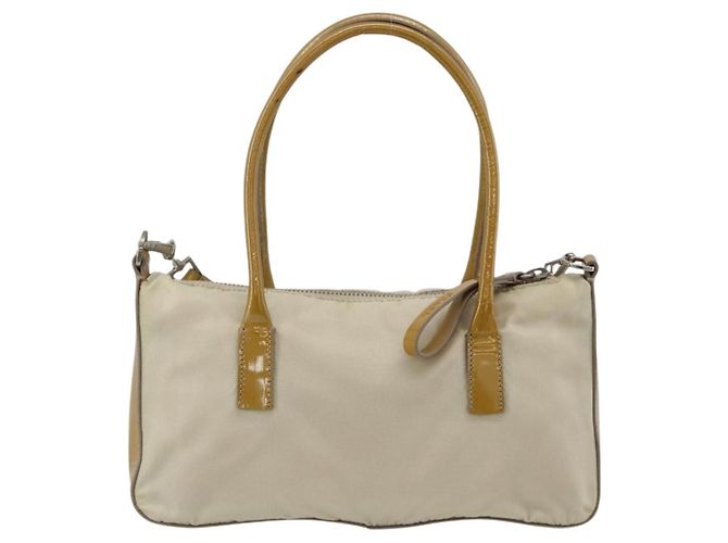 Bolsa de mão PRADA em nylon 2 em 1 bege prata autêntica INZ003 - vista 3