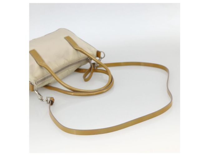Bolsa de mão PRADA em nylon 2 em 1 bege prata autêntica INZ003 - vista 9