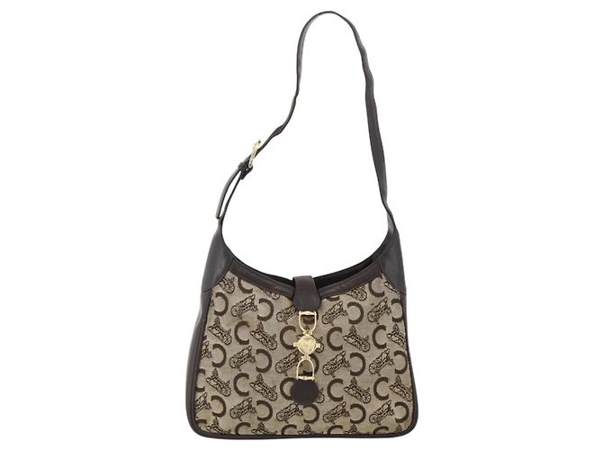 Céline Borsa a Spalla Celine C Sulky in Tela Beige Oro Auth bs34212 D'oro - vista 2