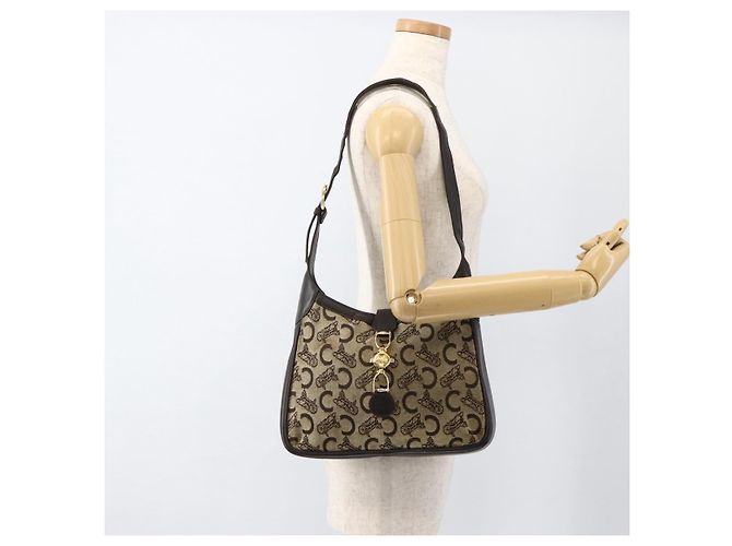 Céline Borsa a Spalla Celine C Sulky in Tela Beige Oro Auth bs34212 D'oro - vista 20