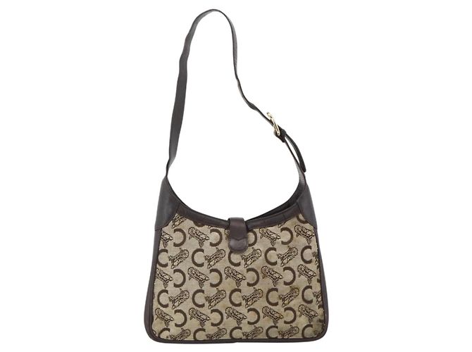 Céline Borsa a Spalla Celine C Sulky in Tela Beige Oro Auth bs34212 D'oro - vista 3