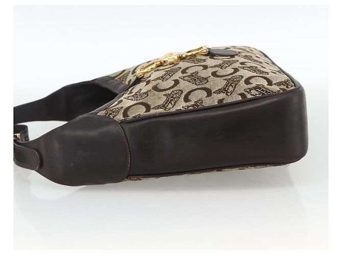 Céline Borsa a Spalla Celine C Sulky in Tela Beige Oro Auth bs34212 D'oro - vista 4