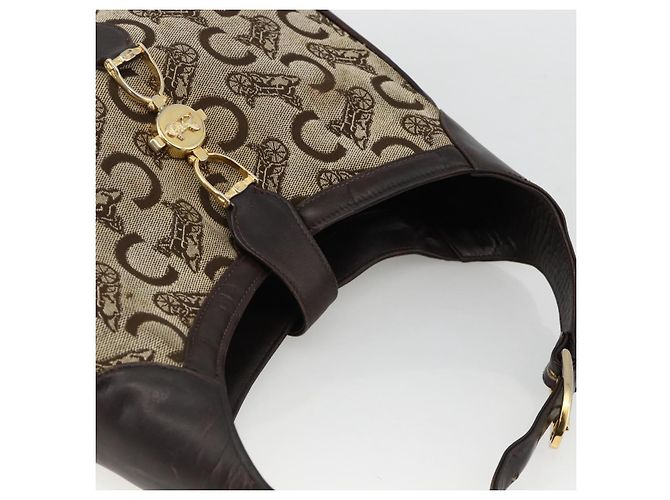 Céline Borsa a Spalla Celine C Sulky in Tela Beige Oro Auth bs34212 D'oro - vista 6
