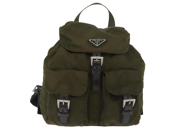 Zaino PRADA in nylon verde argento Auth ARZ291 - vista 2