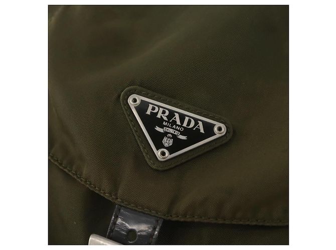 Zaino PRADA in nylon verde argento Auth ARZ291 - vista 21
